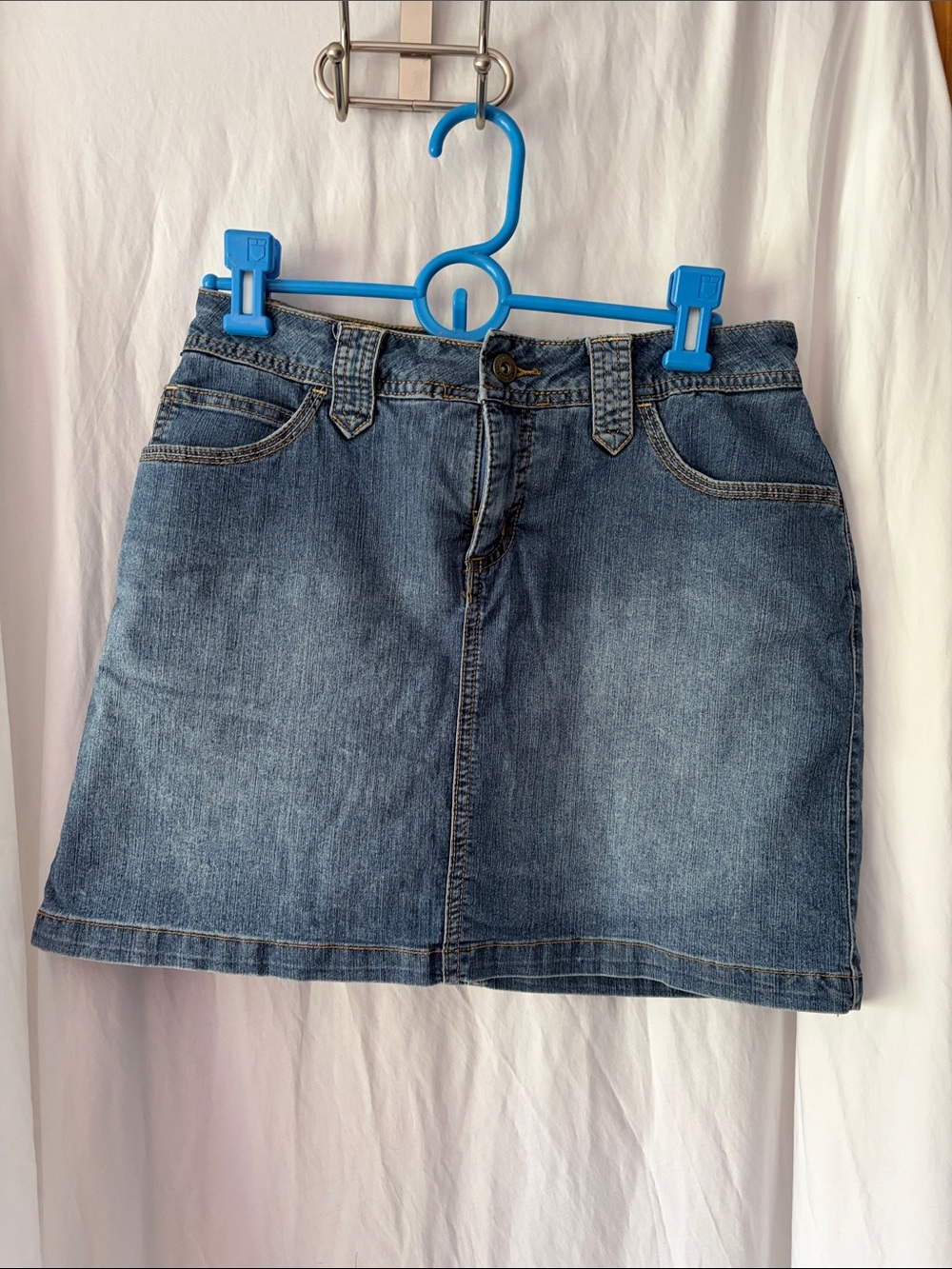 Blue Denim Mini Skort- Casual A-Line Style